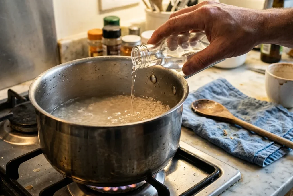 Waarom topchefs altijd een scheutje azijn in hun rijstwater doen (en jij waarschijnlijk niet)